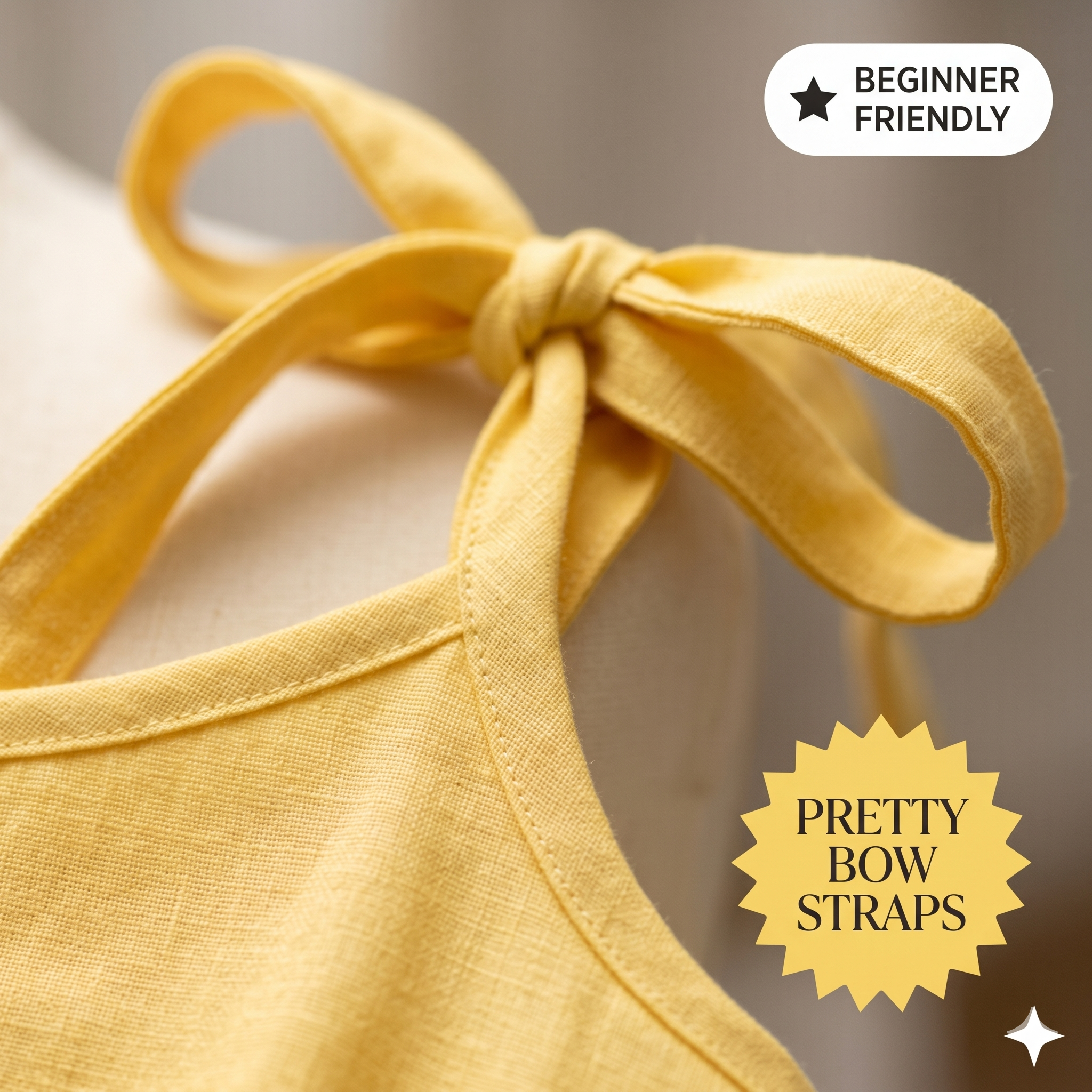 Tie Strap Sundress Sewing Pattern, Beginner A-Line Dress (PDF Download)