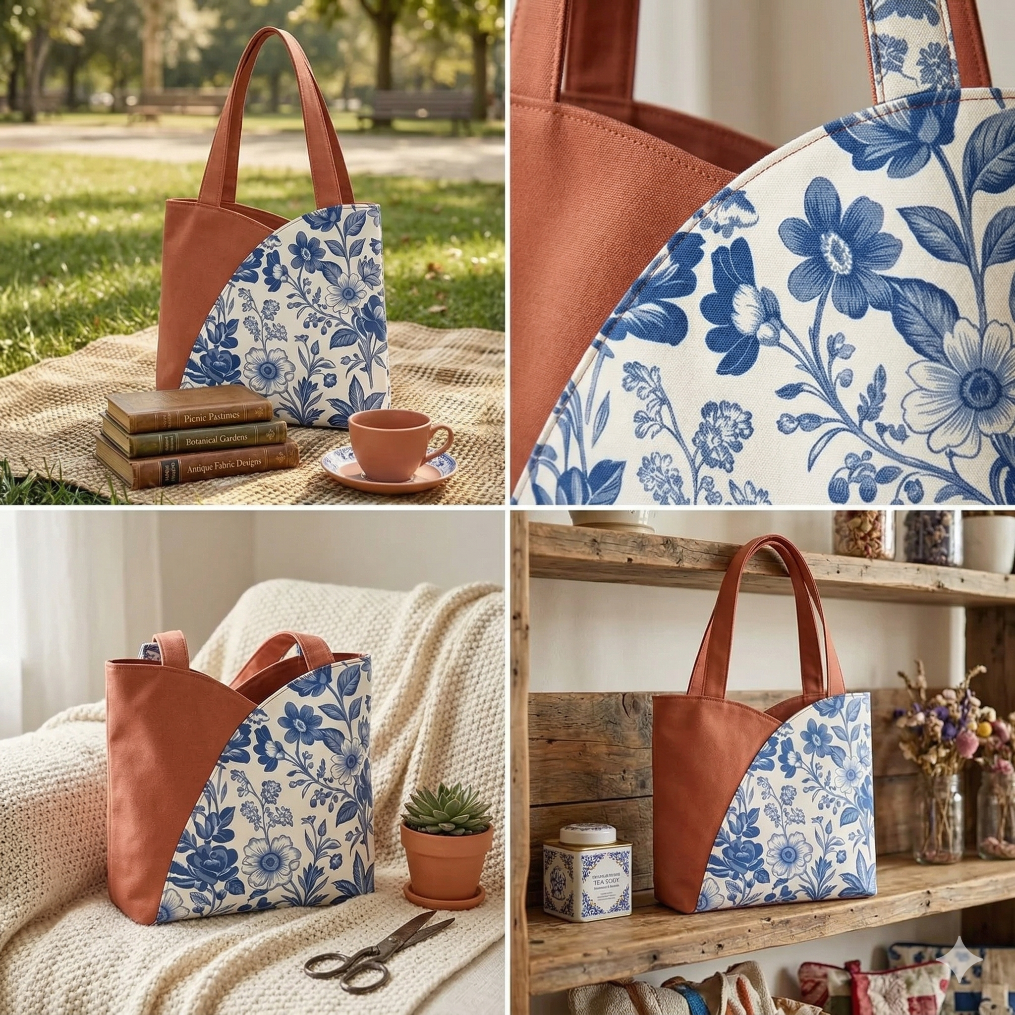 Tulip Tote Bag Sewing Pattern PDF | Beginner Friendly Tote Bag Tutorial | DIY Fabric Handbag | Printable Pattern A4 A0 US Letter