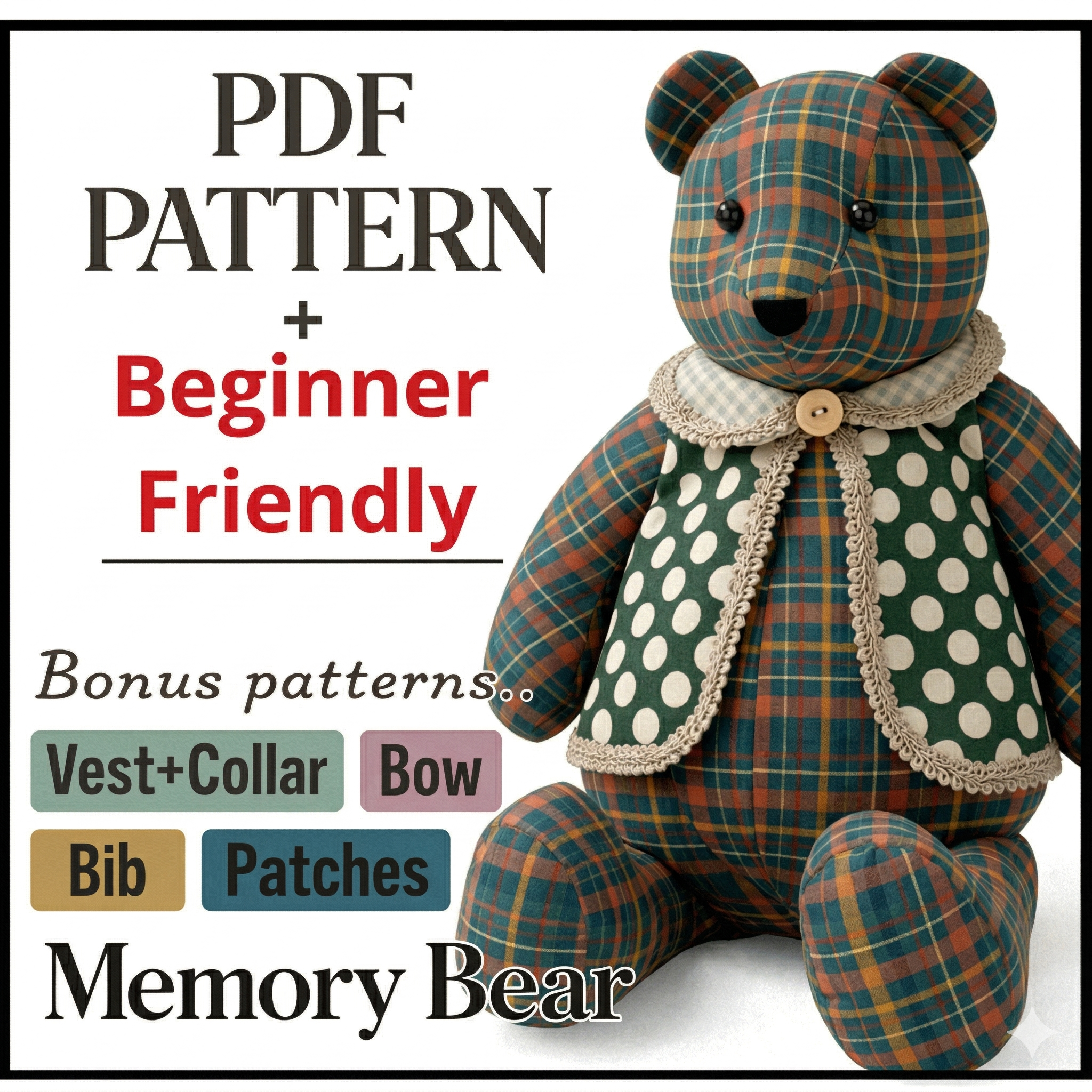 Memory 18 Inch Teddy Bear Bear - Turn loved clothing into a meaningful keepsake