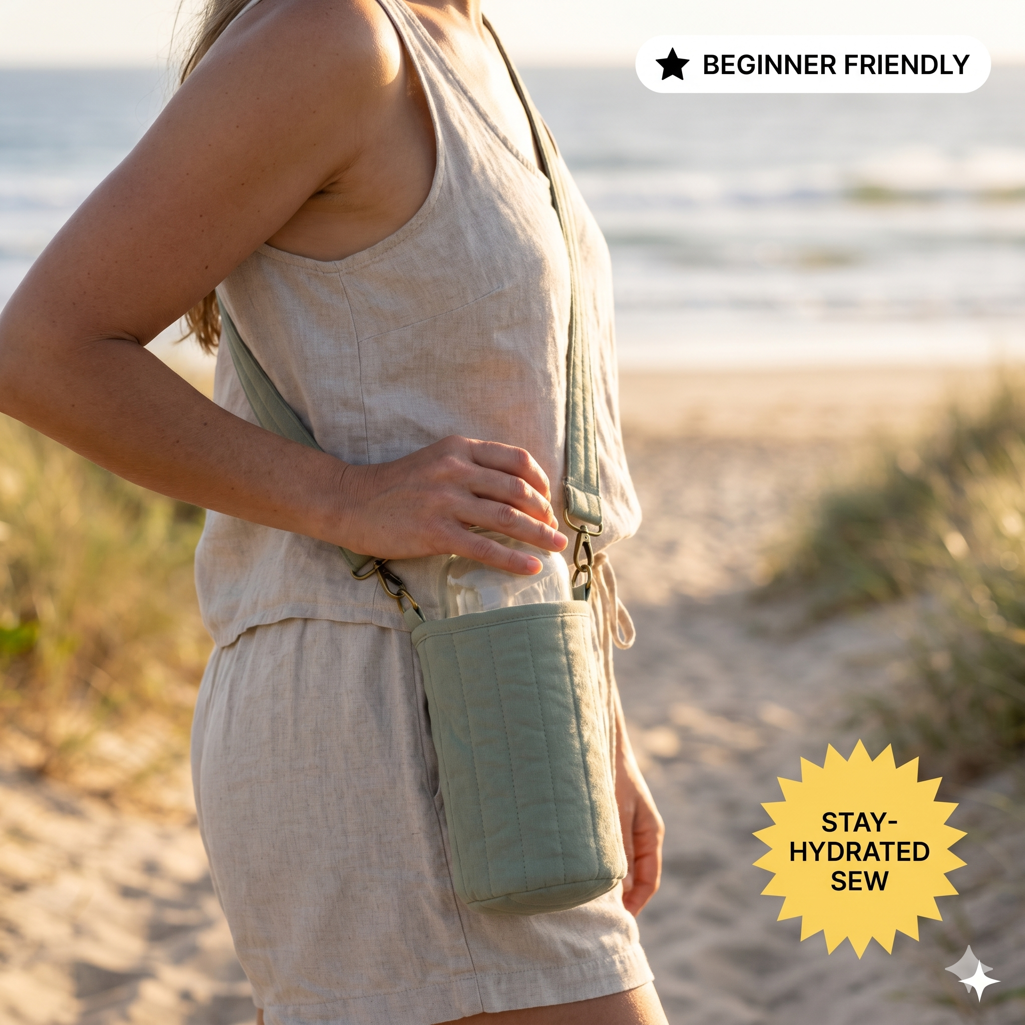 Water Bottle Holder pattern and tutorial, Water Bottle Carrier Sewing Pattern | VIDEO + PDF | Instant Download