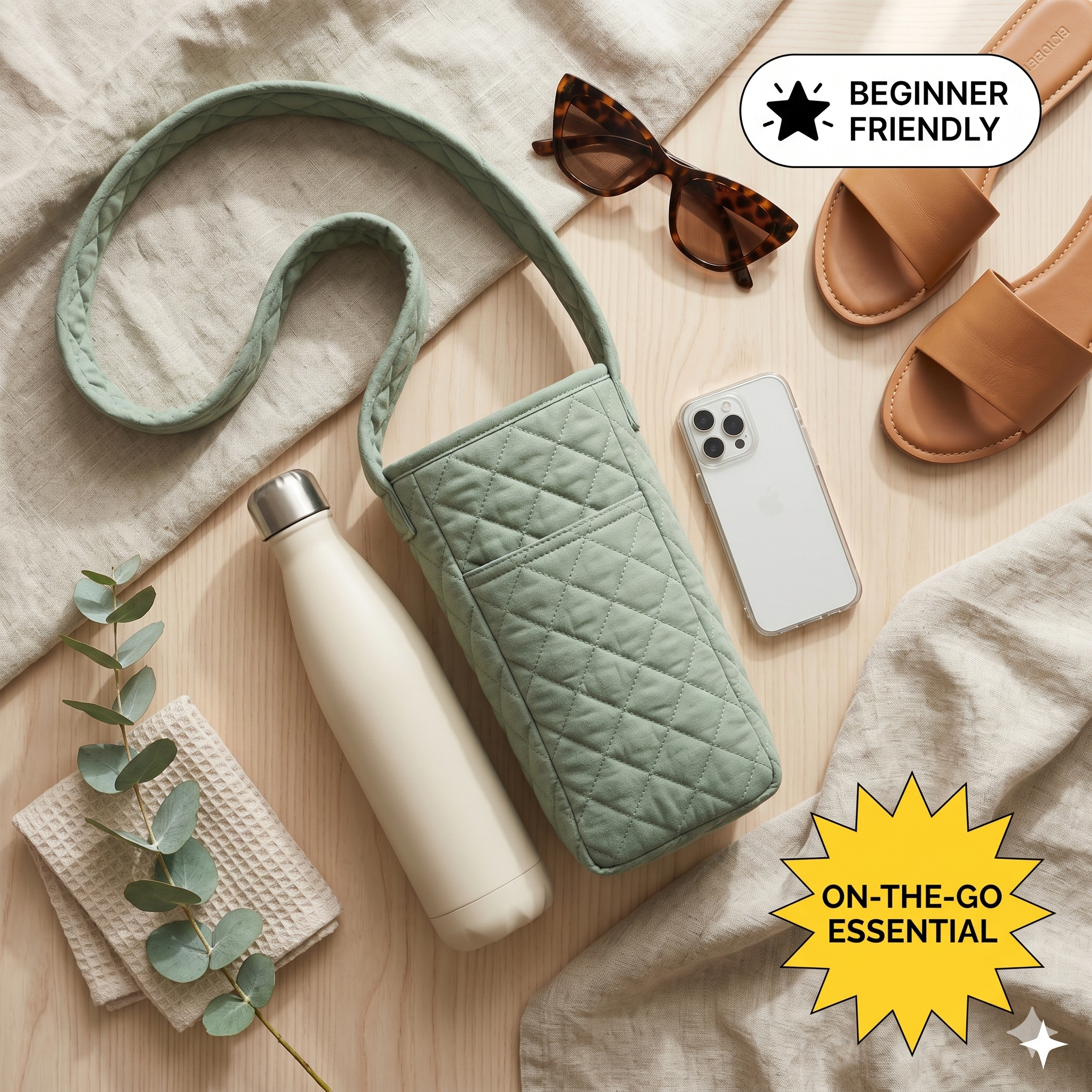 Water Bottle Holder pattern and tutorial, Water Bottle Carrier Sewing Pattern | VIDEO + PDF | Instant Download