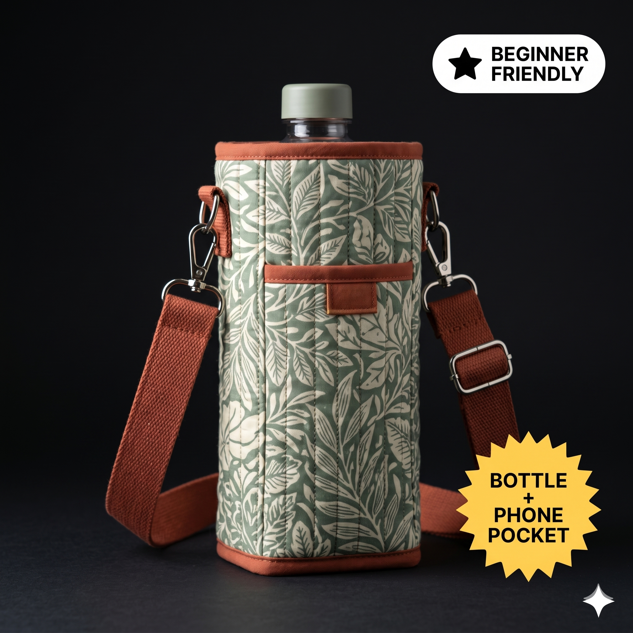 Water Bottle Holder pattern and tutorial, Water Bottle Carrier Sewing Pattern | VIDEO + PDF | Instant Download