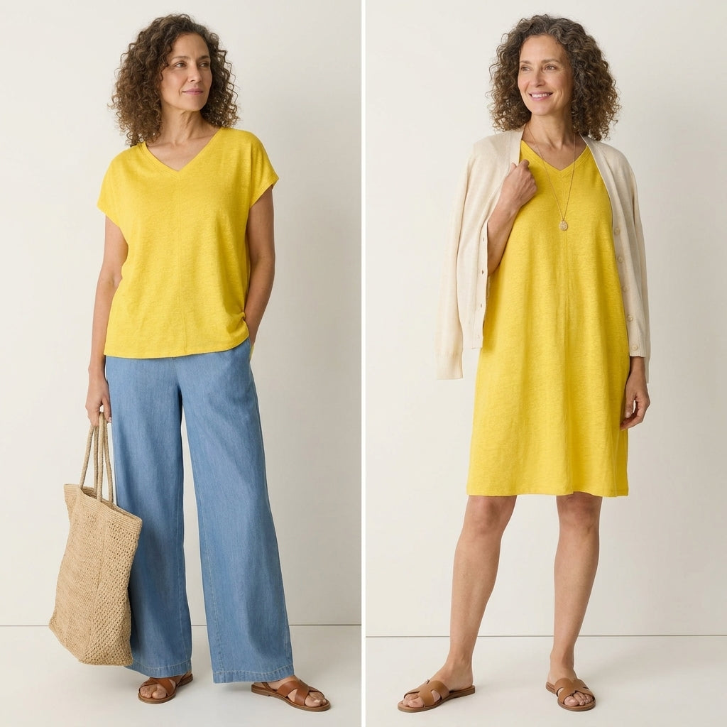 ✨ Linen Jersey V-Neck Cap Sleeve Top – Instant Download PDF Sewing Pattern