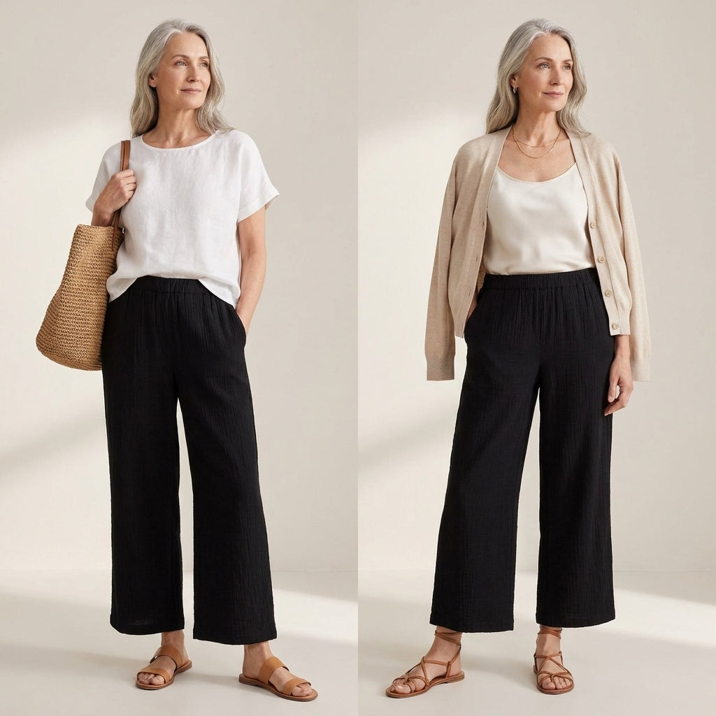 ✨ Wide-Leg Gauze Crop Pants – Instant Download PDF Sewing Pattern