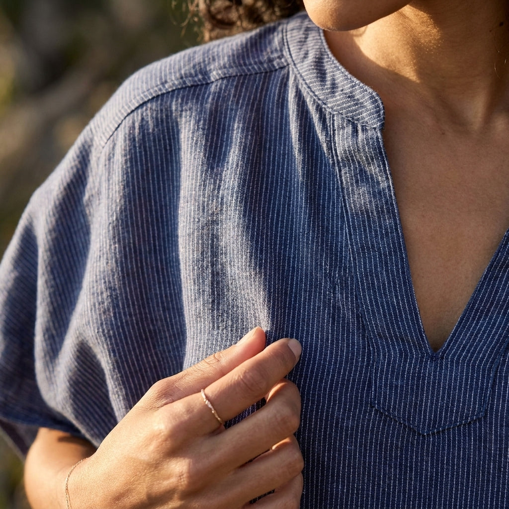 ✨ Striped Organic Cotton Gauze V-Neck Kaftan – Instant Download PDF Sewing Pattern
