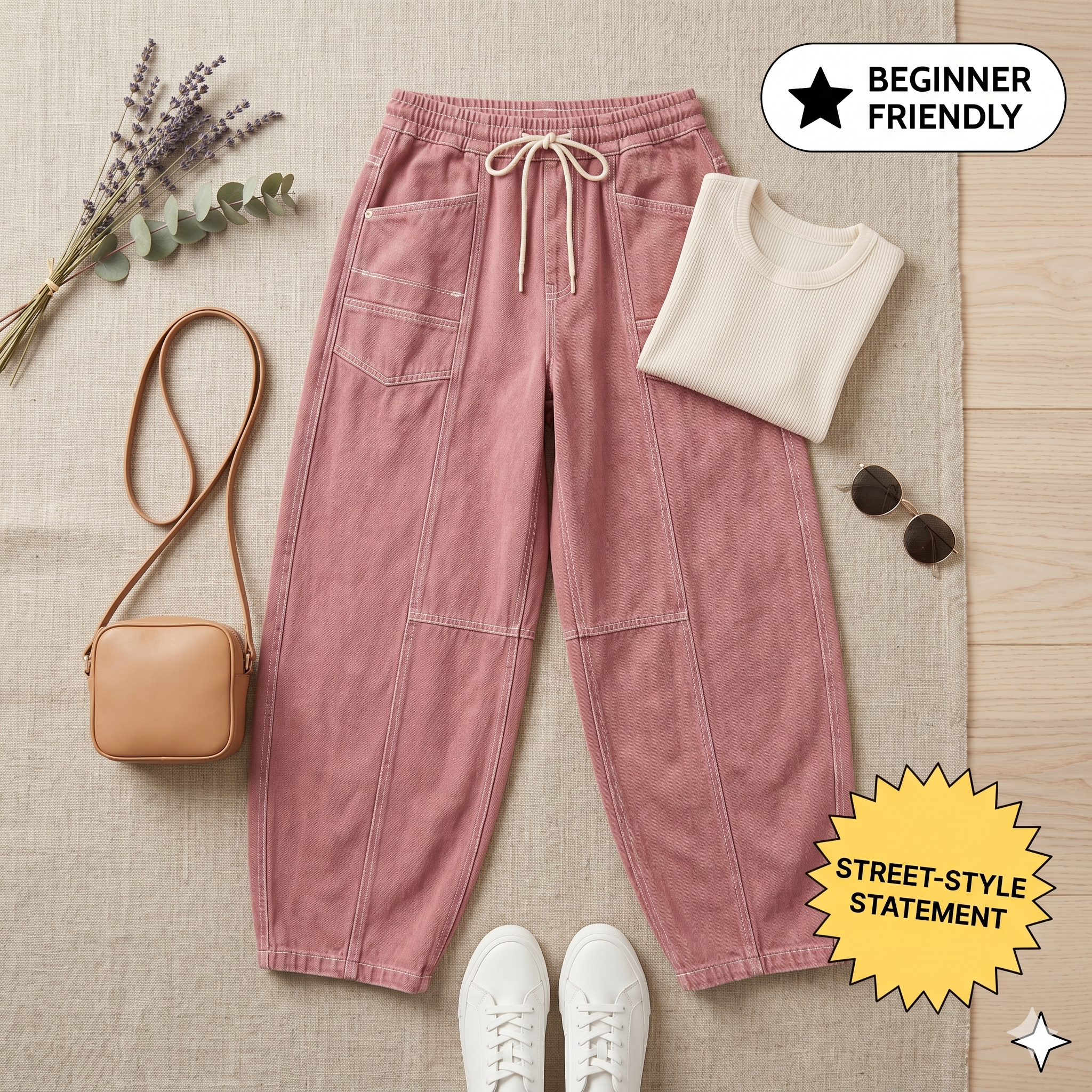 Women's Barrel Leg Pants Sewing Pattern – Utility Cargo Style (Sizes 0-20) (PDF Pattern)