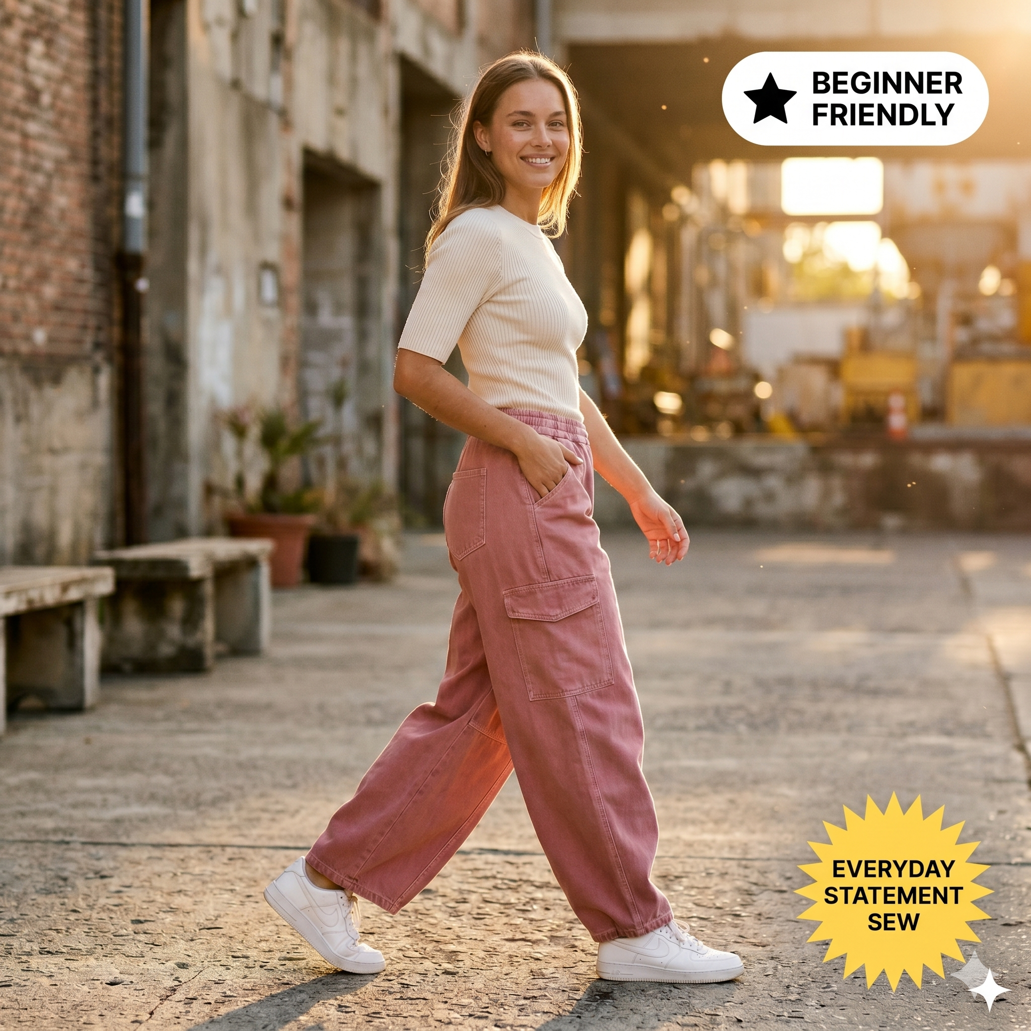 Women's Barrel Leg Pants Sewing Pattern – Utility Cargo Style (Sizes 0-20) (PDF Pattern)