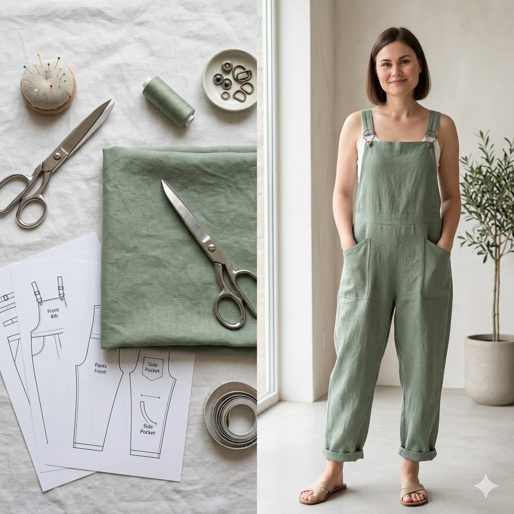 Women Jumpsuit PDF Pattern, Bib Dungaree Sewing Pattern S to 5XL, Beginner Friendly Romper Pattern, Easy Printable Instant Download