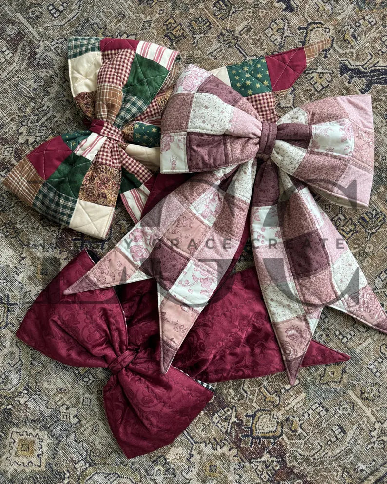 The Big Giant Reversible Quilted Bow | Beginner Friendly PDF Sewing Pattern Instructions and Video Tutorial for Oversized Quilted Fabric Bow