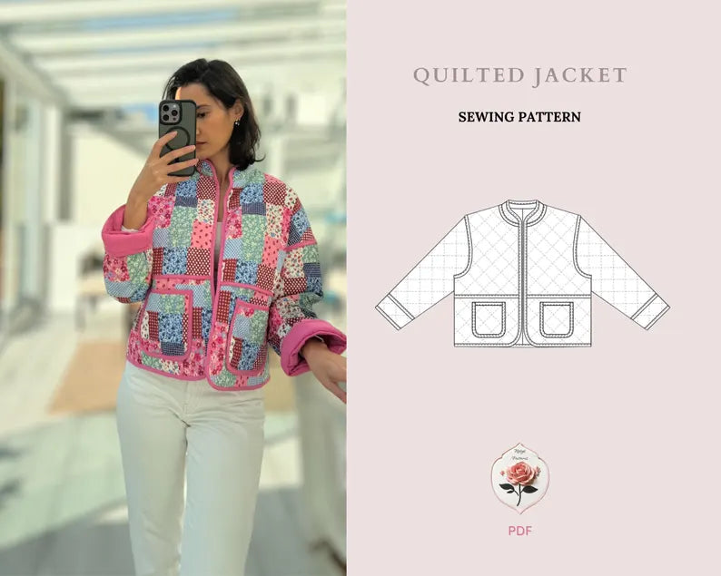 Quilted Jacket Beginner Sewing Pattern | Sizes XXS-5XL | Jacket Cardigan