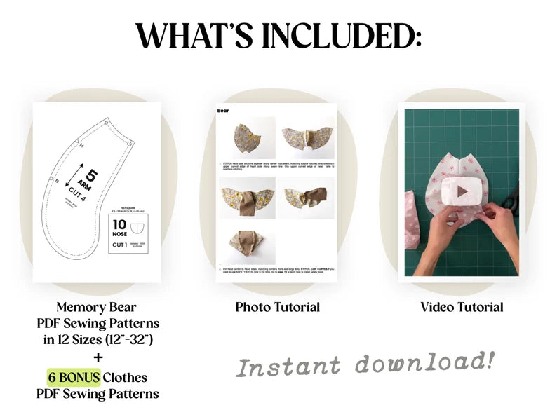 Memory Foam Teddy Bear Sewing Pattern – Simplicity A2115 Pdf