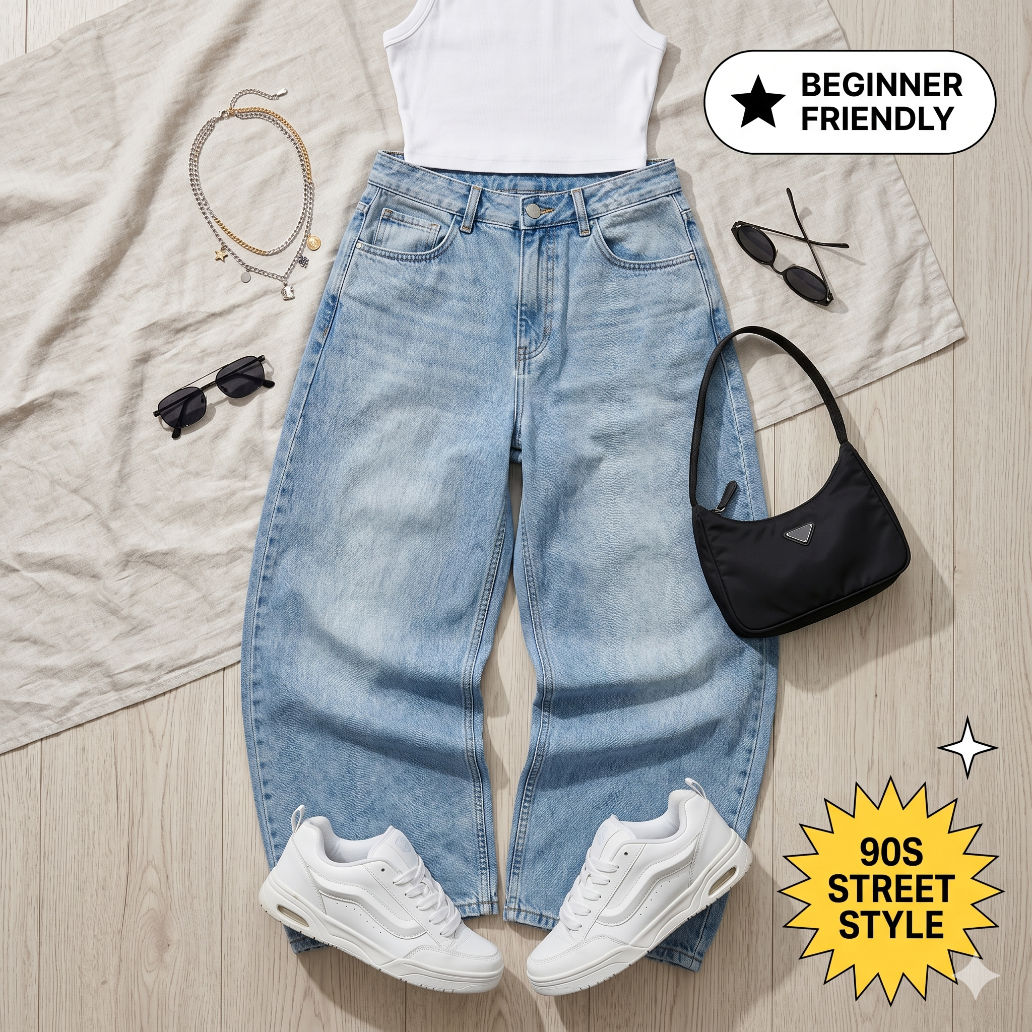 women's 90 Inspired Low Loose Baggy Jeans Pattern | Wide Leg Denim Pants | Digital PDF Sewing Pattern-Extra Loose Fit Denim Pattern
